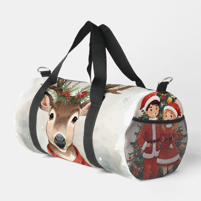 Cute Reindeer Holiday Travel Duffel For Holliday Duffle Bag (Right Corner)