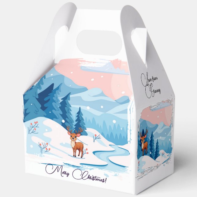 Cute reindeer in a snowy landscape Favor Box (Front)
