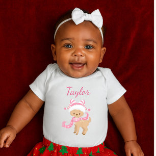 Cute Reindeer in pink Baby Bodysuit