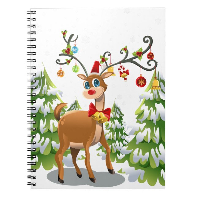 Cute Reindeer in the Snow Notebook (Front)