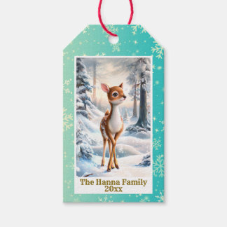 Cute Reindeer in The Winter Forest Christmas Gift Tags