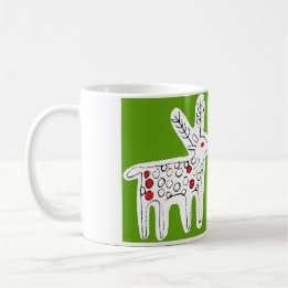 Cute Reindeer Kiss Green Coffee Mug