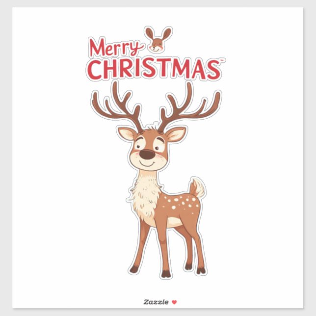 Cute Reindeer Mascot With 'I Love Christmas' Text (Sheet)