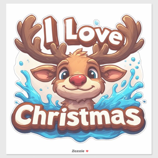 Cute Reindeer Mascot With 'I Love Christmas' Text (Sheet)