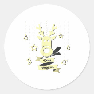 Cute Reindeer Merry Christmas Classic Round Sticker