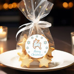 Cute Reindeer Merry Christmas Classic Round Sticker<br><div class="desc">Cute Reindeer Merry Christmas Classic Round Sticker.</div>