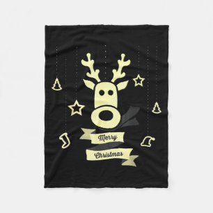 Cute Reindeer Merry Christmas Fleece Blanket