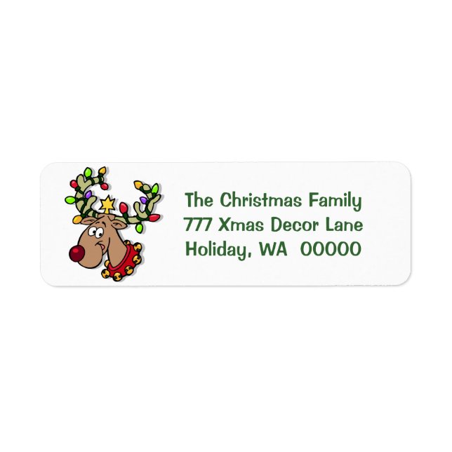 Cute Reindeer Merry Christmas Holiday Address (Front)