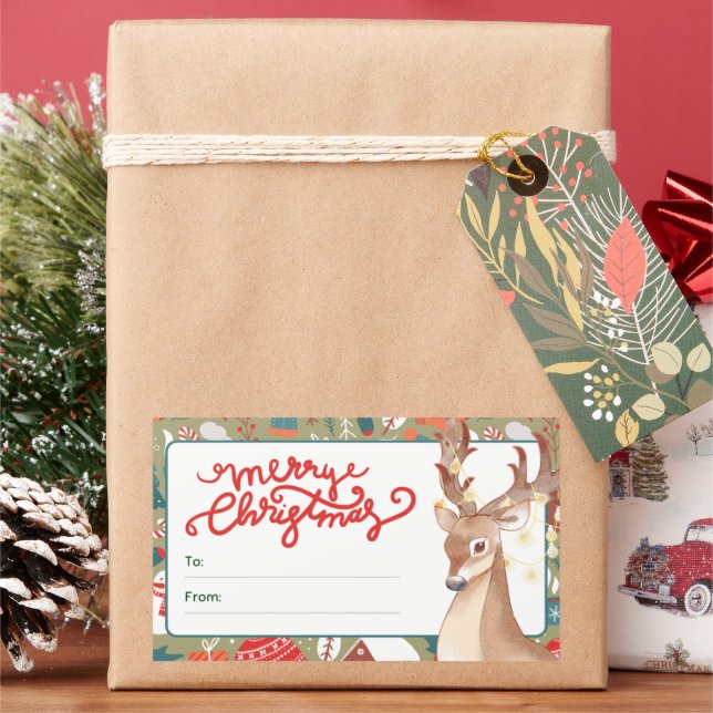 Cute Reindeer Merry Christmas Lights  Sticker (Holiday)