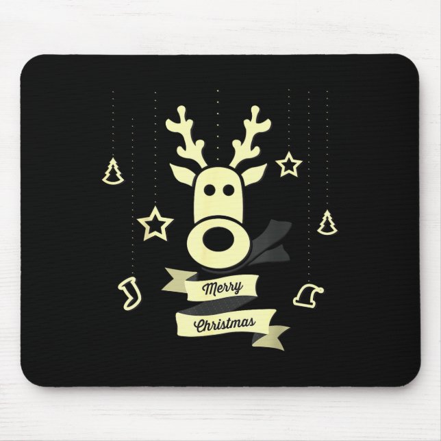 Cute Reindeer Merry Christmas  Mouse Pad (Front)