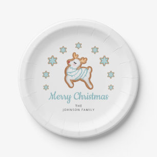 Cute Reindeer Merry Christmas  Paper Plate
