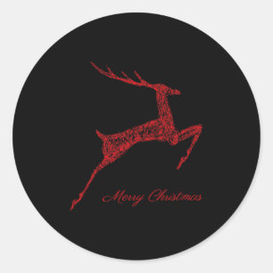 Cute Reindeer Merry Xmas Merry Christmas Happy New Classic Round Sticker