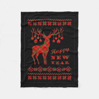 Cute Reindeer Merry Xmas Merry Christmas Happy New Fleece Blanket