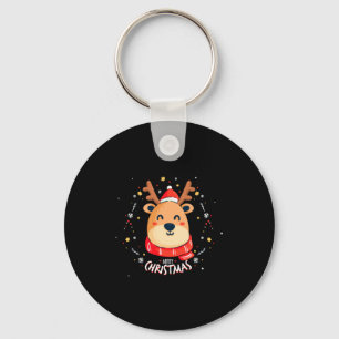 Cute Reindeer Merry Xmas Merry Christmas Happy New Keychain