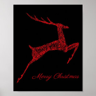 Cute Reindeer Merry Xmas Merry Christmas Happy New Poster