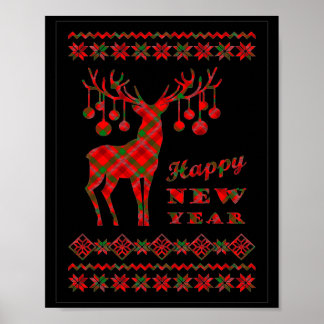 Cute Reindeer Merry Xmas Merry Christmas Happy New Poster
