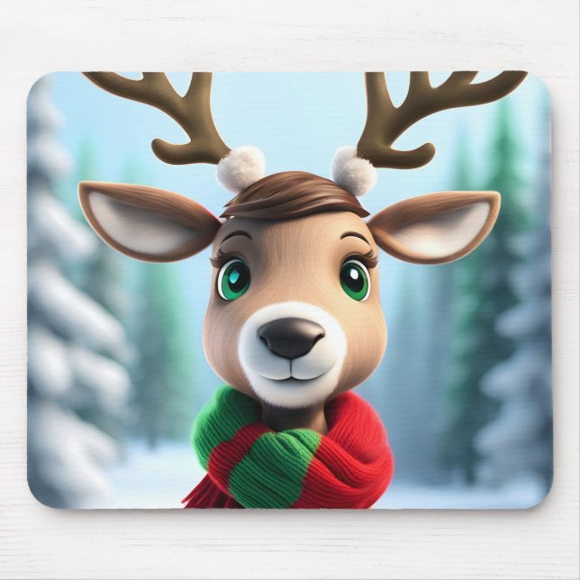 Cute Reindeer Mouse Pad (Front)