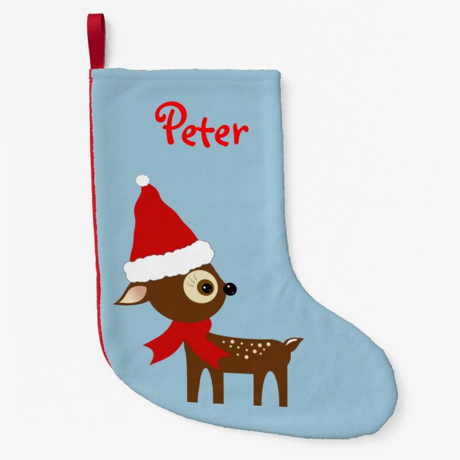 Cute Reindeer Name Personalized Christmas Stocking (Front)