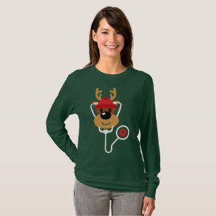 Cute Reindeer Nurse Christmas T-Shirt