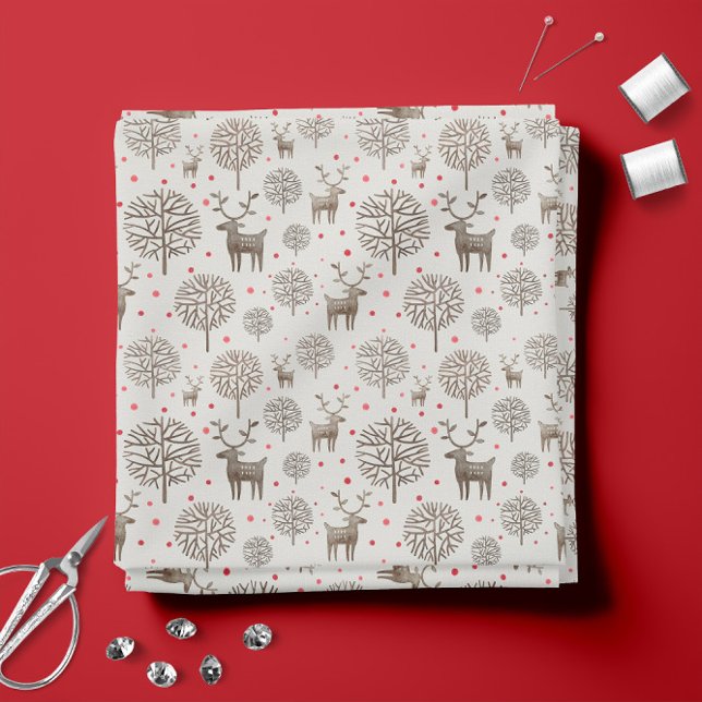 Cute Reindeer Pattern Smoke White Custom Colour Fabric (Cute Reindeer Pattern Smoke White Custom Color Fabric -- Choose from 7 Fabric Types)