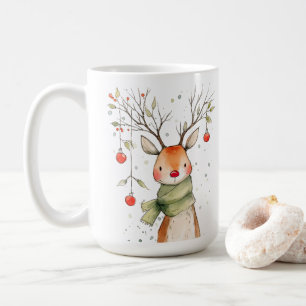 Cute Reindeer Personalized Christmas Coffee Mug