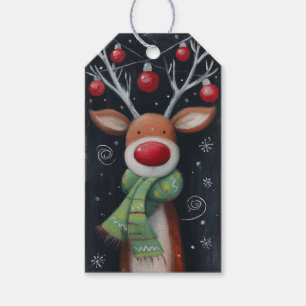 Cute Reindeer Personalized Christmas Gift Tags