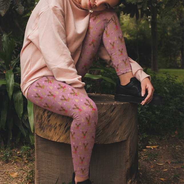 Cute Reindeer Pink Christmas Pajama Pants (Creator Uploaded)