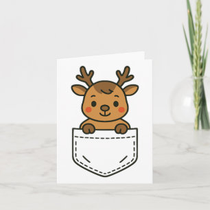 Cute Reindeer Pocket Pal Funny Santa's Reindeer Ch Card