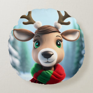Cute Reindeer Round Pillow