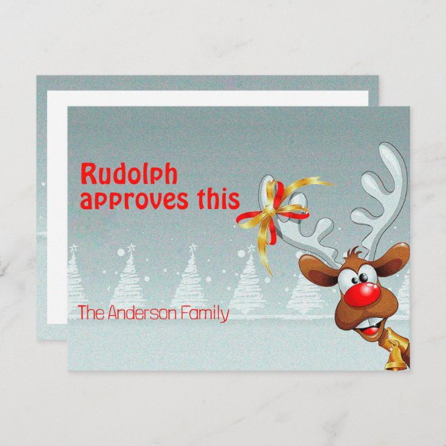 Cute reindeer Rudolph christmas wishes Postcard (Front/Back)