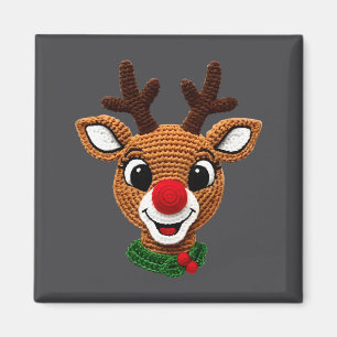 Cute Reindeer Rudolph Crochet Xmas Pajamas Holiday Magnet