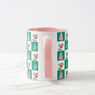 Cute Reindeer Santa Merry Christmas tree party Mug