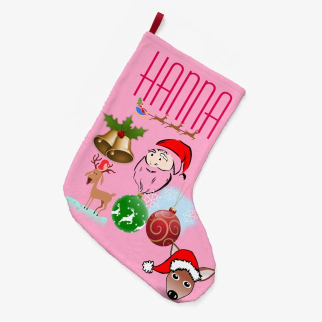 Cute Reindeer Stocking Sleigh Happy Holiday (Front (Hanging))