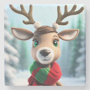 Cute Reindeer Stone Coaster