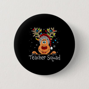 Cute Reindeer Teacher Squad Christmas 2 Inch Round Button