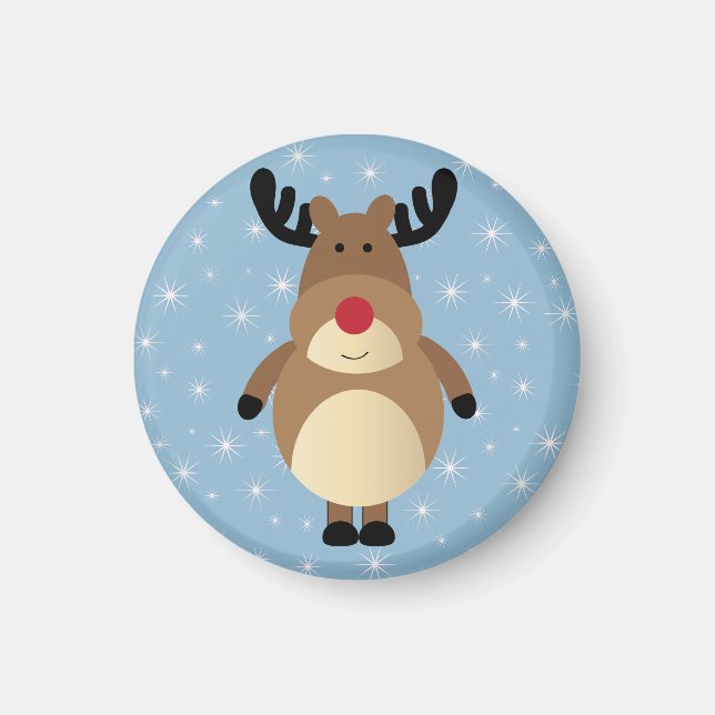 Cute Reindeer Winter Holiday Magnet (Front)