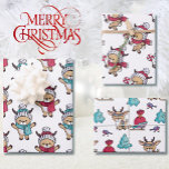 Cute Reindeer Winter Scarves at Christmas Wrapping Paper Sheet<br><div class="desc">Cute Reindeer Winter Scarves at Christmas Wrapping Paper Sheets</div>