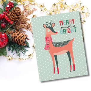 Cute Reindeer Winter Snow Christmas Photo Custom Card