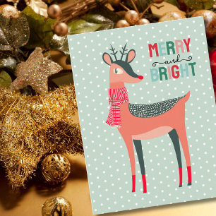 Cute Reindeer Winter Snow Christmas Photo Custom Holiday Postcard