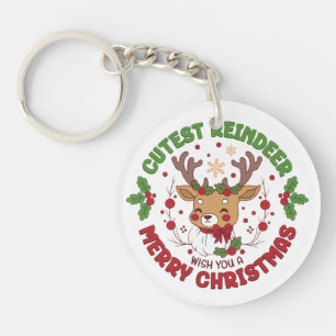 Cute Reindeer Wish You A Merry Christmas Keychain
