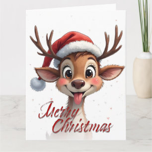 Cute Reindeer Wishing Merry Christmas Card