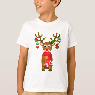Cute Reindeer With Christmas Ornaments T-Shirt