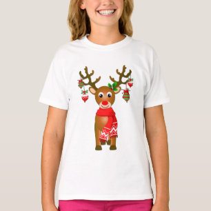Cute Reindeer With Ornaments T-Shirt