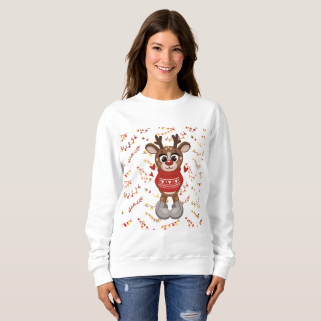 Cute Reindeer Xmas Sweatshirt (Front Full)