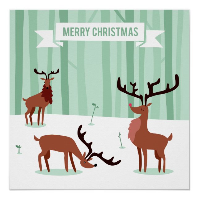 Cute Reindeers Christmas poster (Front)