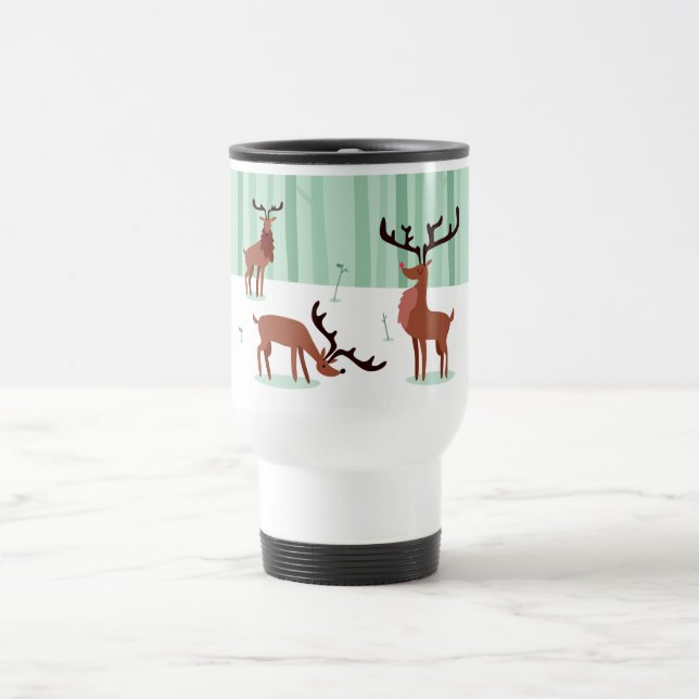 Cute Reindeers custom name travel mug (Center)