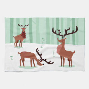 Cute Reindeers kitchen towel