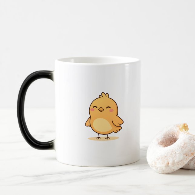 Cute Relaxed Chick Minimal Cartoon Magic Mug (With Donut)