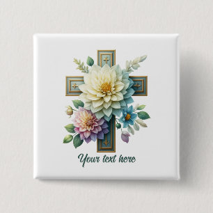 Cute Religious Cross add text  2 Inch Square Button