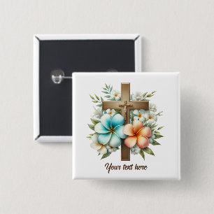 Cute Religious Cross add text  2 Inch Square Button